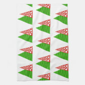 Abstracte groene en rode bomen keukenhanddoek (Verticaal)