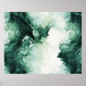 Abstracte groene en witte alcoholinkt vloeistof poster (Voorkant)