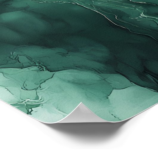 Abstracte groene en witte alcoholvloeistof poster (Hoek)