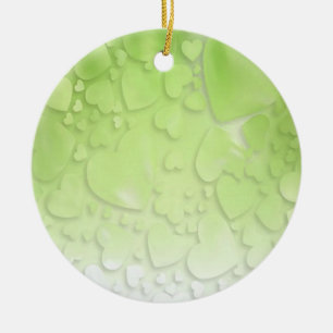 Abstracte groene en witte harten keramisch ornament