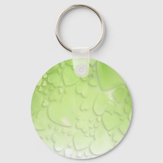 Abstracte groene en witte harten sleutelhanger (Voorkant)