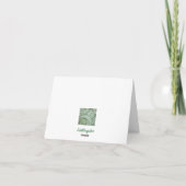 Abstracte groene en witte rozen handgetekend bedankkaart (Achterkant)