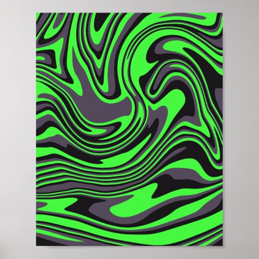 Abstracte groene en zwarte wervelende kunst poster (Voorkant)
