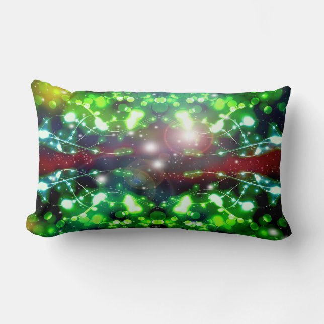 Abstracte Groene Galaxy-lichten Kussen (Voorkant)