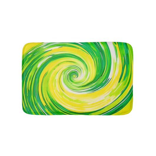 Abstracte groene gele spiraal kunst badmat (Voorkant)