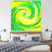 Abstracte groene gele spiraal kunst canvas afdruk (Insitu (Slaapkamer))