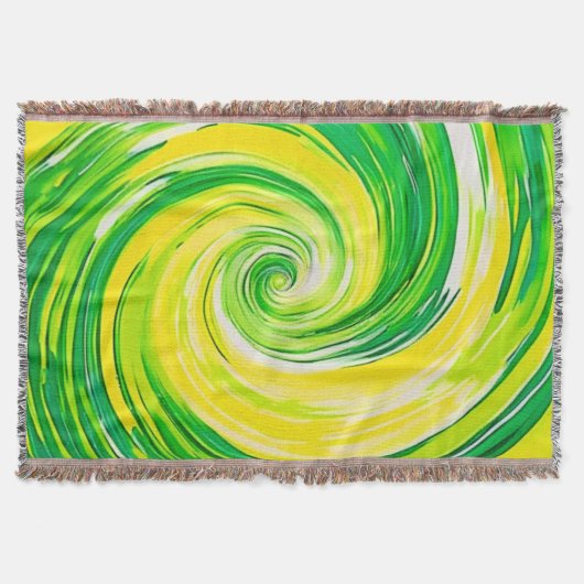 Abstracte groene gele spiraal kunst deken (Voorkant)