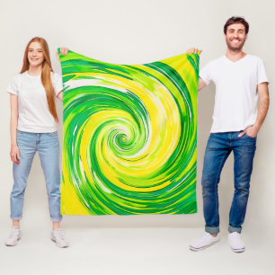 Abstracte groene gele spiraal kunst fleece deken
