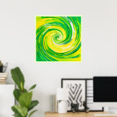 Abstracte groene gele spiraal kunst poster (Thuiskantoor)