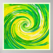 Abstracte groene gele spiraal kunst poster (Voorkant)