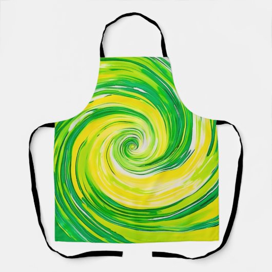 Abstracte groene gele spiraal kunst schort (Voorkant)