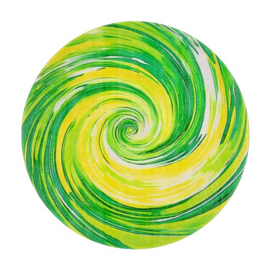 Abstracte groene gele spiraal kunst snijplank (Voorkant)