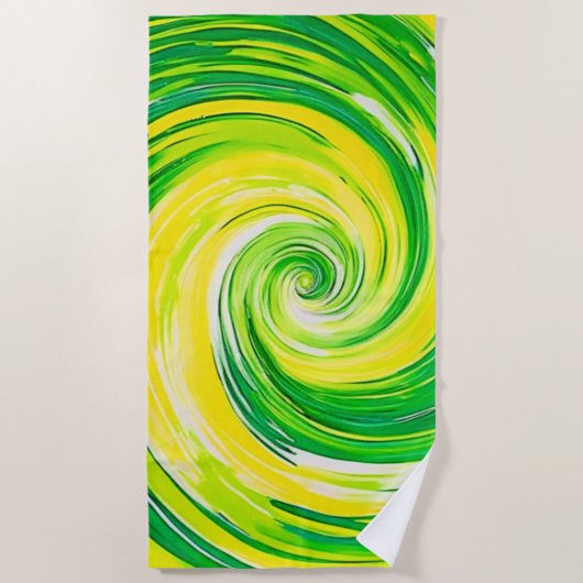 Abstracte groene gele spiraal kunst strandlaken (Voorkant)