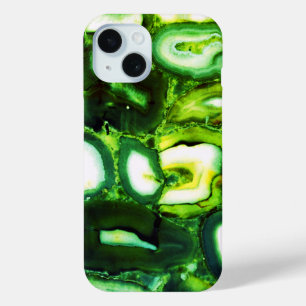 Abstracte groene geode, groene gemstone iPhone 15 case
