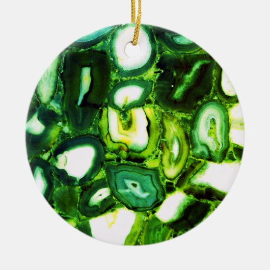Abstracte groene geode, groene gemstone keramisch ornament (Voorkant)