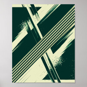 Abstracte groene geometrische slagen poster