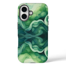 Abstracte groene golven Apple iPhone 16 stoer Hoes