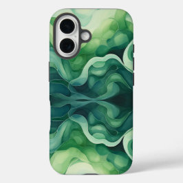 Abstracte groene golven Apple iPhone 16 stoer Hoes