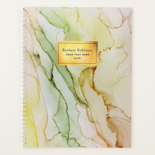 Abstracte Groene Gouden Folie Custom Planner (Voorkant)