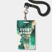 Abstracte groene gouden personeel backstage pas ID Badge (Voorzijde met lanyard)