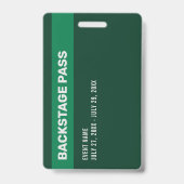 Abstracte groene gouden personeel backstage pas ID Badge (Achterkant)