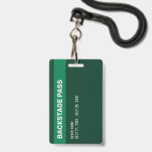 Abstracte groene gouden personeel backstage pas ID Badge (Achterkant met lanyard)