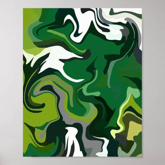 Abstracte groene harmonie met vloeistofpatronen poster (Voorkant)