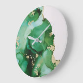 Abstracte groene inkt vloeibare kunst grote klok (Hoek)