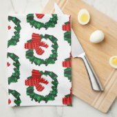 Abstracte groene kerstkrans keukenhanddoek (Quarter Fold)