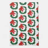 Abstracte groene kerstkrans keukenhanddoek (Verticaal)