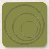 Abstracte groene khakiround cirkels 3d effect mode bier onderzetter (Voorkant)