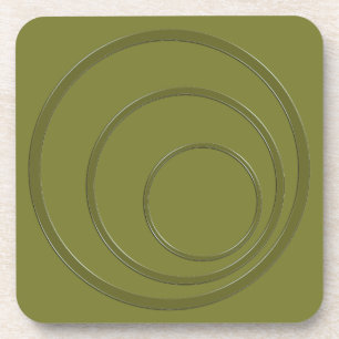 Abstracte groene khakiround cirkels 3d effect mode bier onderzetter