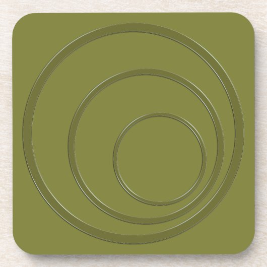 Abstracte groene khakiround cirkels 3d effect mode bier onderzetter (Voorkant)