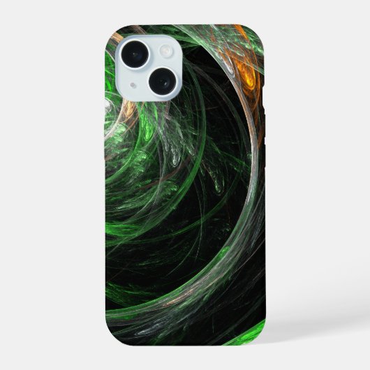 Abstracte Groene Kunst Rond de Wereld iPhone 15 Case (Achterkant)