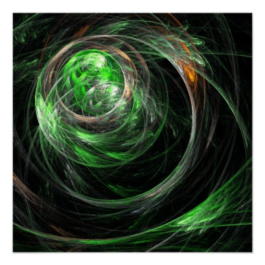 Abstracte groene kunst rond de wereld poster (Voorkant)