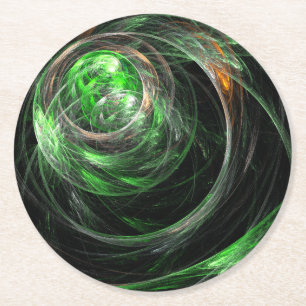Abstracte groene kunst rond de wereld ronde kartonnen onderzetter