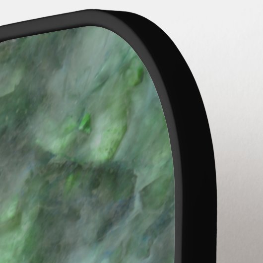 Abstracte groene kwarts marmer graniet kalligrafie pickleball paddle (Links Detail)