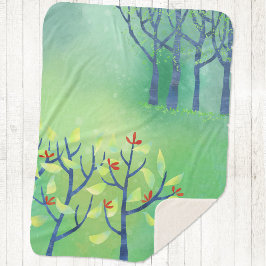 Abstracte groene landschapskunst sherpa deken