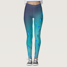 Abstracte groene maan en vlinders leggings