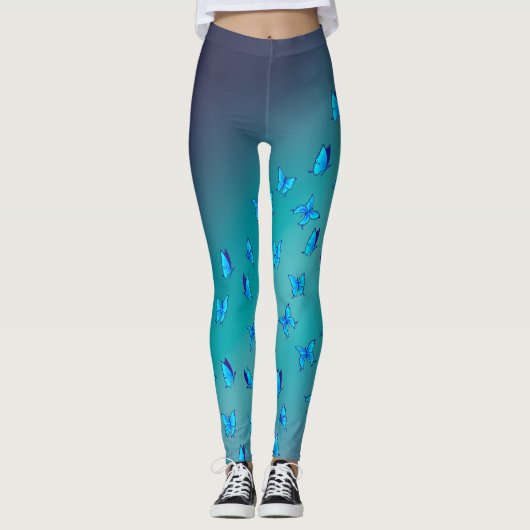Abstracte groene maan en vlinders leggings (Voorkant)