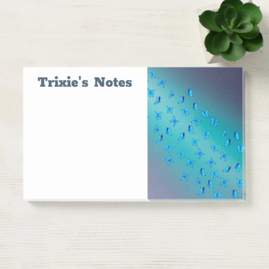 Abstracte groene maanstralen en vlinders post-it® notes (Kantoor)