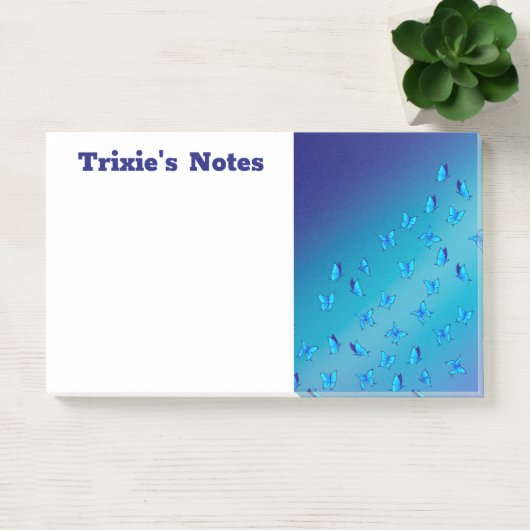 Abstracte groene maanstralen en vlinders post-it® notes (Kantoor)