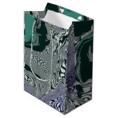 Abstracte Groene Marmeren Werveling Art Gift Bag Medium Cadeauzakje (Voorkant Gekanteld)