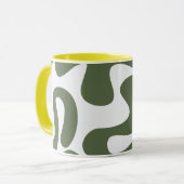 Abstracte Groene Moderne Kunst Mok met Organische  (Voorkant links)