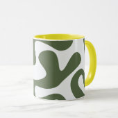 Abstracte Groene Moderne Kunst Mok met Organische  (Voorkant rechts)