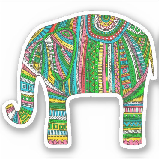 Abstracte groene olifant. Modern afrikaans dier Sticker (Voorkant)
