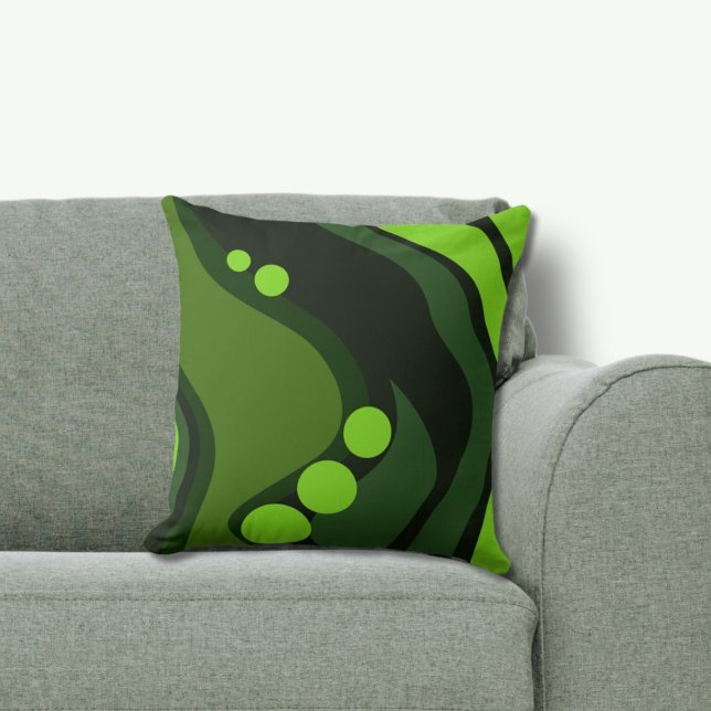 Abstracte groene organische vloeiende vormen kussen (Abstract Green Organic Flowing Shapes Throw Pillow)