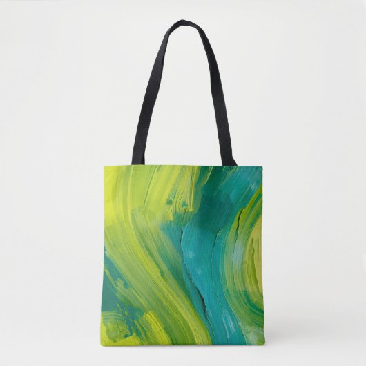Abstracte groene penseelstreek boodschappentas – M Tote Bag (Voorkant)