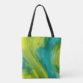 Abstracte groene penseelstreek boodschappentas – M Tote Bag (Achterkant)