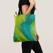 Abstracte groene penseelstreek boodschappentas – M Tote Bag (Dichtbij)